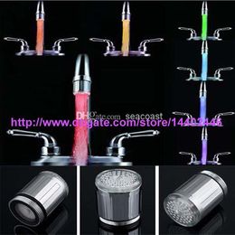 100pcs/lot Free shipping LED Colourful 7 Colour Glowing LED faucet tap Temperature Sensor LED faucet light Colour Change changing Colours