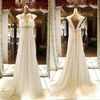 2017 Empire Maternité Robes De Mariée En Mousseline De Soie Perlée Longue Robes De Demoiselle D'honneur Plage Jardin A-ligne De Mariage Robes Avec Cristal Ceinture