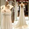 2017 Abiti da sposa premaman impero Abiti da damigella d'onore lunghi in rilievo di chiffon Beach Garden Abiti da sposa a-line con fascia di cristallo