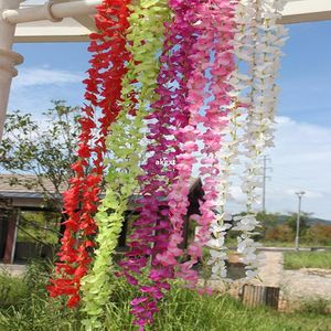 Großhandel -Künstliche Seide Violett Bunte Blume Rebe Girlande Hochzeit Garten Pflanzen Dekor#E801