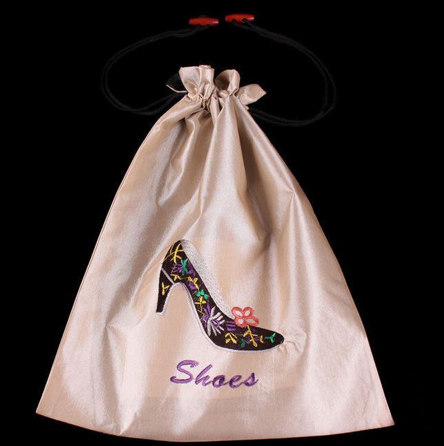 Embroidered Shoe Case Shoes Cover Shoe Pouch Mix Color Silk Drawstring