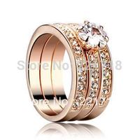 Wholesale Italina Rigant Rhinestone Crystal Row Channel Set Heart in Wedding Engagement Rings for Women K Gold Plated