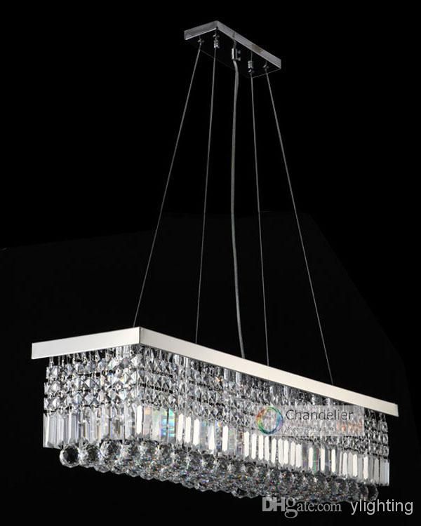 8 Lights L39 5 X W10 H10 Crystal Chandelier Rectangle Pendant Lamp 8 Lights L39 5 X W10 H10 Crystal Chandelier Rectangle Pendant Lamp Rain Drop Design Flush Mount Led Ceiling Lighting Beaded Wagon Wheel