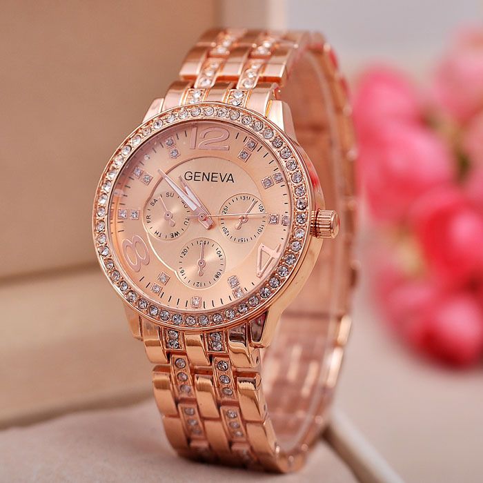 Luxury Watches Geneva Diamond Watch Full Steel Watches for Women Men ...