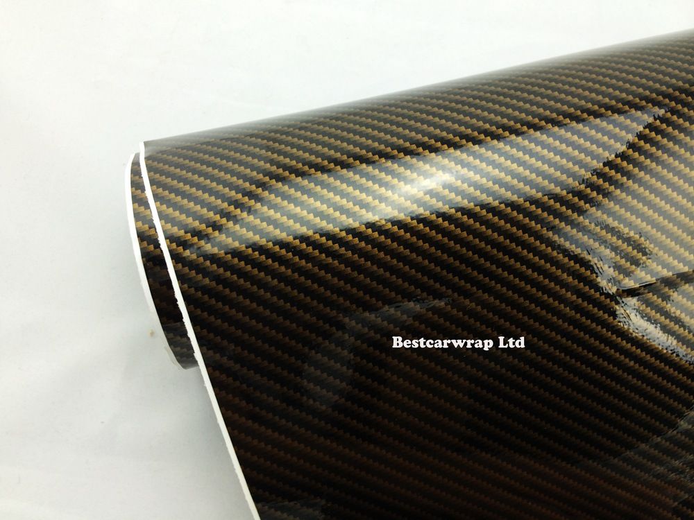 Gold 2D Gloss Carbon Fiber Vinyl Wrap Carbon Fiber Film For Car Wrap