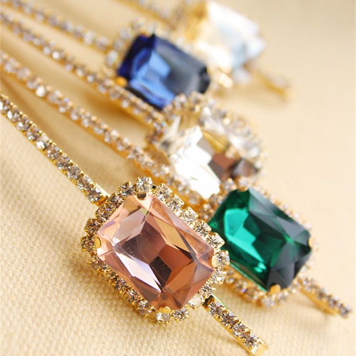 

Wholesale-New 2014 Korea Hair Accessories Rhinestone Acrylic Gem Barrettes for Women Hair Clips