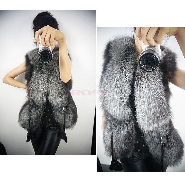 black faux fur vest womens