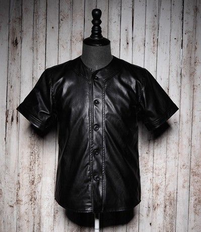 2016 new leather baseball jersey men fashion leather t-shirt top