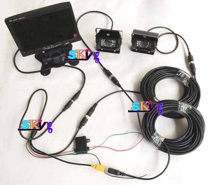 2 x 24 V 18 LED IR À Prova D 'Água CCD Reversa estacionamento Câmera de Backup 4Pin + 7 
