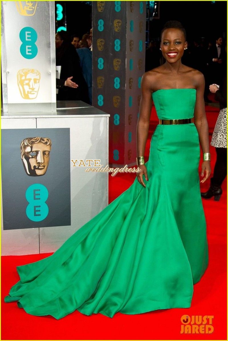 Heißer Online-Verkauf! Lupita Nyong'o Baftas Roter Teppich, trägerlose Meerjungfrau, atemberaubende Promi-Kleider, maßgeschneiderte Abendkleider