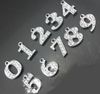 Groothandel 100 stks / partij 0-9 Rhinestone nummer hang charme DIY hanger accessoires