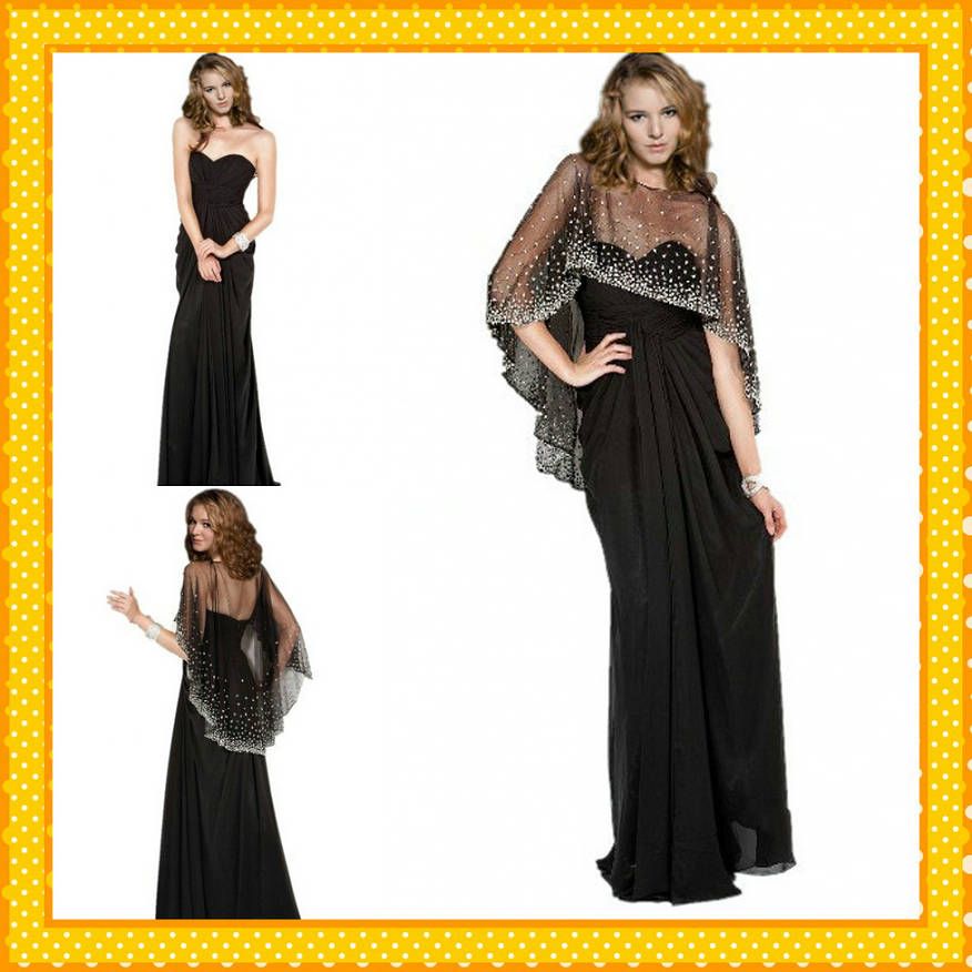 black chiffon jacket evening wear