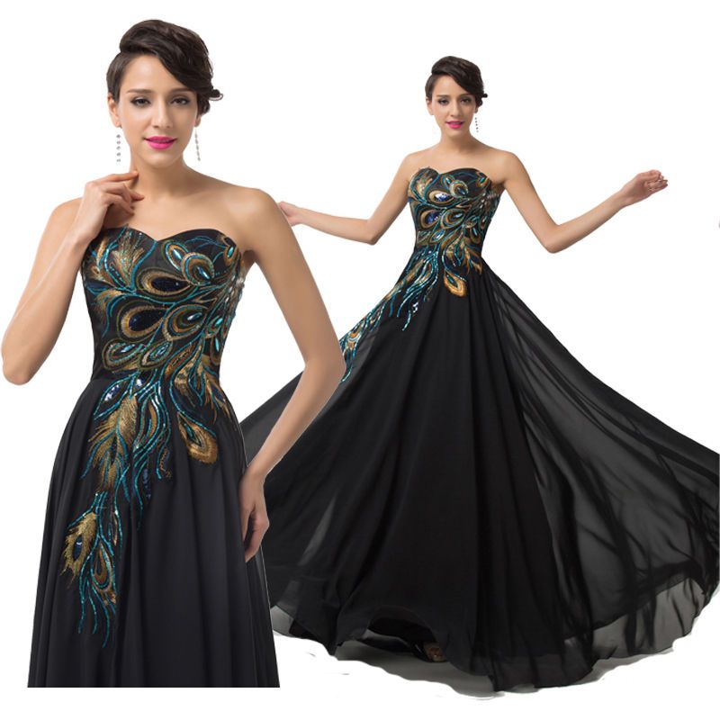 black peacock dress