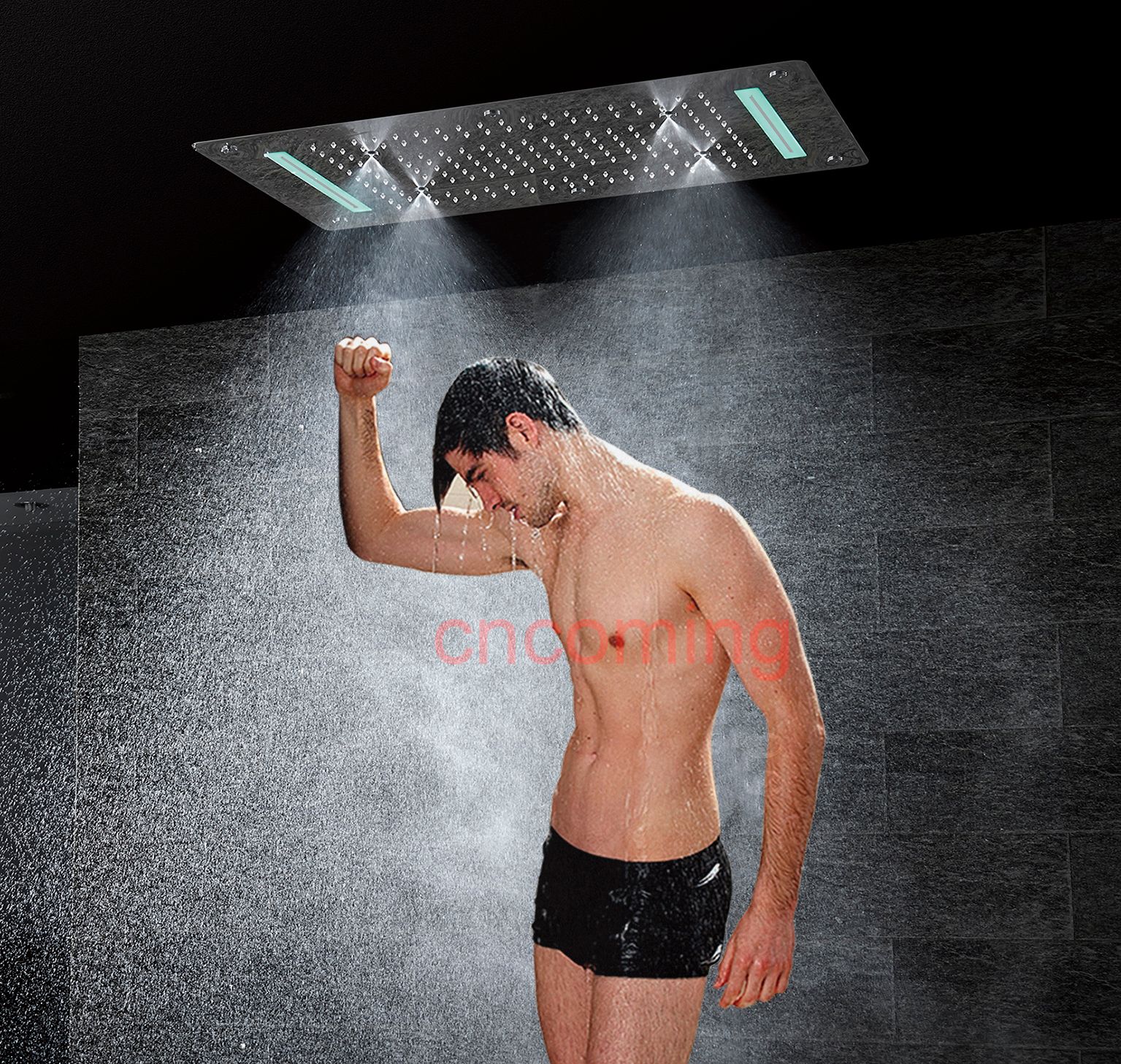 Robinet de douche à effet pluie chromé de 12 Pommeau de douche ultra-mince Mélangeur de douche