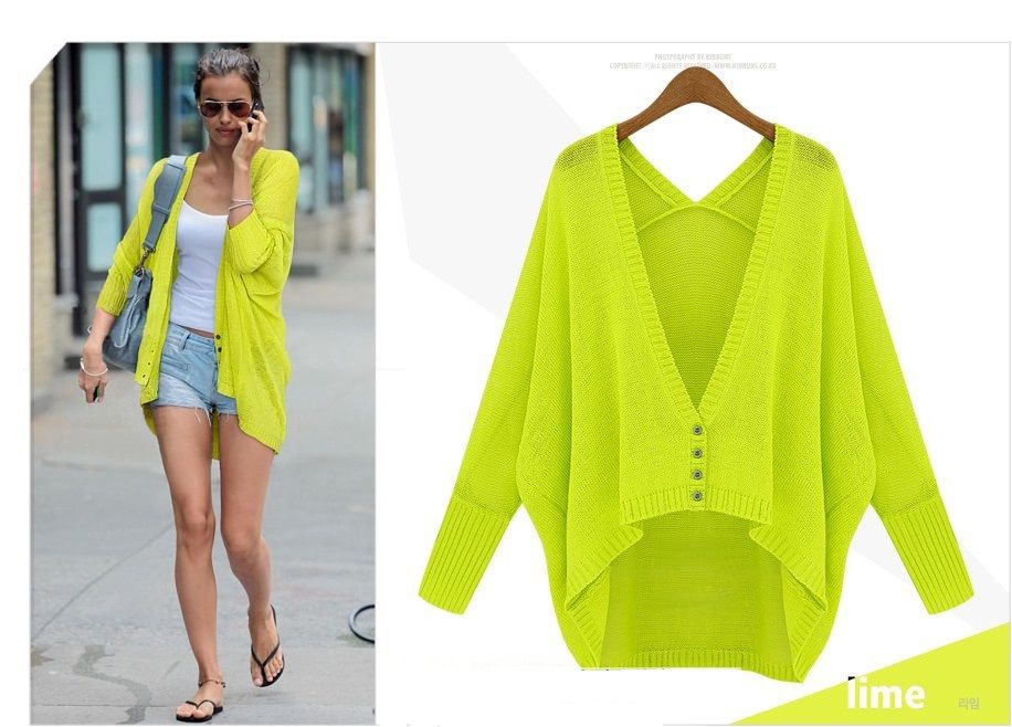 neon green cardigan