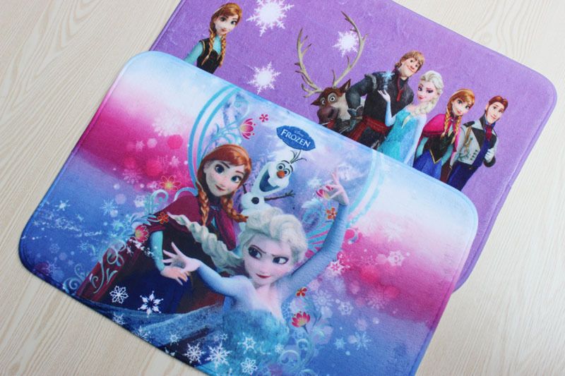 Frozen Bath Mats Princess Elsa Anna Velvet Cushion 38*58cm PVC Door Non