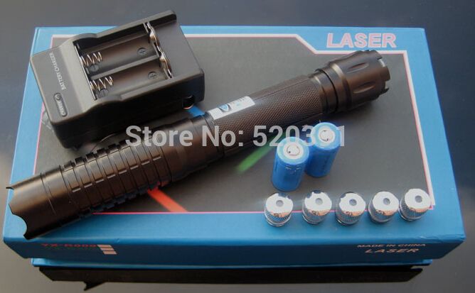 Nieuwe High Power Blue Laser Pointers 200000m 450nm Lazer Beam Military Flashlight Hunting + 5 Caps + Charger voor gratis + geschenkdoos