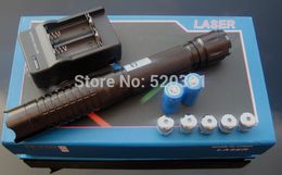 NEW high power blue laser pointers 200000m 450nm Lazer Beam Military Flashlight Hunting+5 caps+ charger for free +gift box