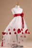 High Low Flower Girl Dresses For Weddings V-neck Sleeveless Rose Appliques Sash White Girls Pageant Dress Petals Kids Formal Wear