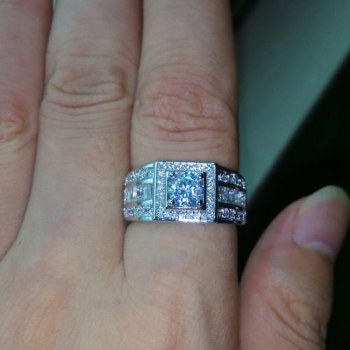 Size 7/8/9/10/11/12/13 Stunning Fashion Jewelry Men Topaz 10KT White Gold Filled Wedding Gemstones Band Male Finger Ring for love gift