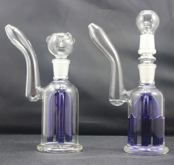 DHL Gratis frakt Glasbubbler med 6 ARM Blue Tree Percs Glas Bong med flera bilagor Percolator Bra diffusion askfångströr