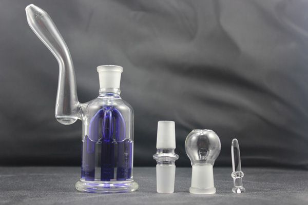 DHL Darmowa Wysyłka Szklany Bubbler z 6 ramienia Blue Drzewo Percs Glass Bong Z wieloma załącznikami Perkolator Dobra dyfuzyjna rura łapacza