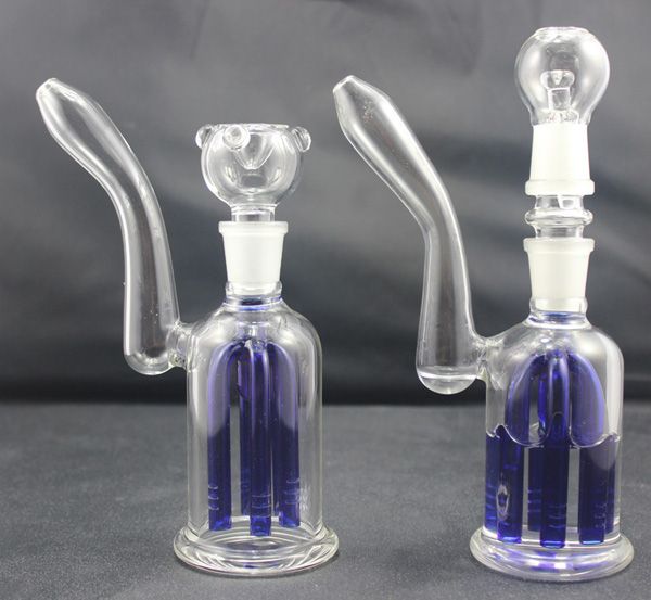 DHL Gratis frakt Glasbubbler med 6 ARM Blue Tree Percs Glas Bong med flera bilagor Percolator Bra diffusion askfångströr