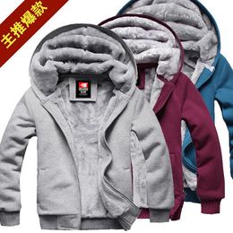 promotional 2014 new mens plush thick warm overcoat winter coat fleece cotton padded jacket men jackets mxxxl ylt080