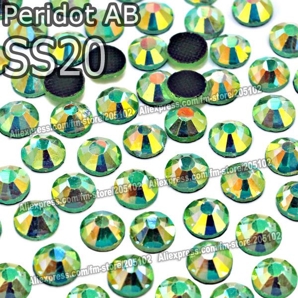 SS20 4.6-4.8mm, 1440pcs / Bag Peridot AB Green DMC HotFix FlatBack Strass, pietre per abbigliamento iron-on stone-on pietre fai da te parte