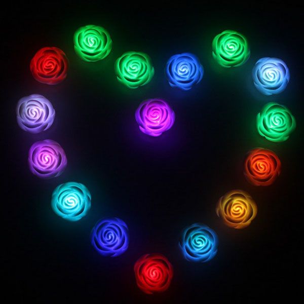 / 변경 가능한 색상 LED 장미 꽃 촛불 무연 flameless 장미 소매 상자와 램프 무료 배터리 사랑