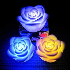 200 SZTUK / partia Zmienna Kolor LED Róża Kwiat Świeczki Świece Bezdymowe Róże Bez Niedmienne Róże Miłość Lampa Bezpłatna bateria z detalicznym pudełkiem