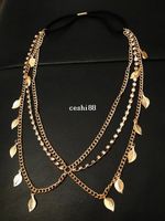 Stunning Gold Triple Row Leaf Crystal Chain Hair Cuff Headband Head Dress Wrap Jewelry Free Shipping 15 Pcs/lot