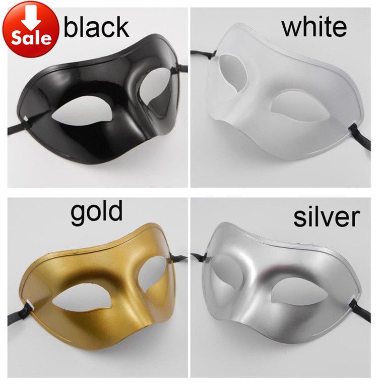 Man Masquerade Mask Fancy Dress Venetian Masks Masquerade Masker Plast Halv ansiktsmask Valfri Multi-Färg (Svart, Vit, Guld, Silver)