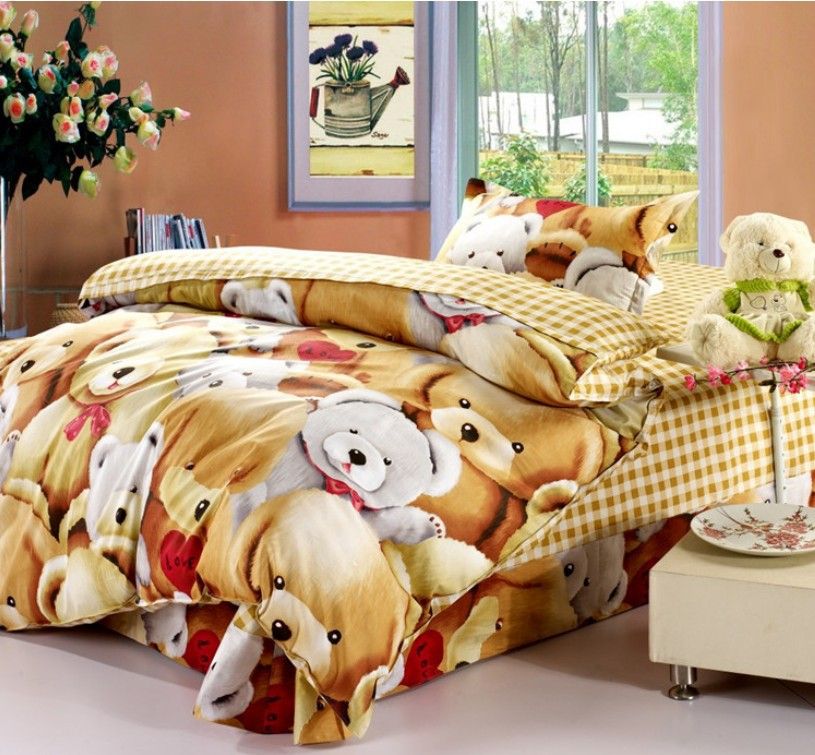 Lovely Teddy Bears Hug Kids Bedding Sets Children Comforter Cover