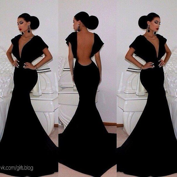 Sexy V Neck Black Chiffon Longos Vestidos de Noite Sereia Fashion Prom Dresses 2014 Vestido de Festa Evening Elegante Longo Celebrity Dresses