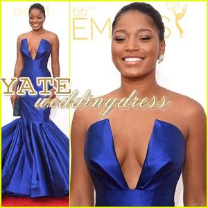 Neueste Keke Palmer Emmy Awards Roter Teppich Schatz Meerjungfrau Celebrity Kleider Satin Rüschen Königsblau Abendkleider Prom Vestidos