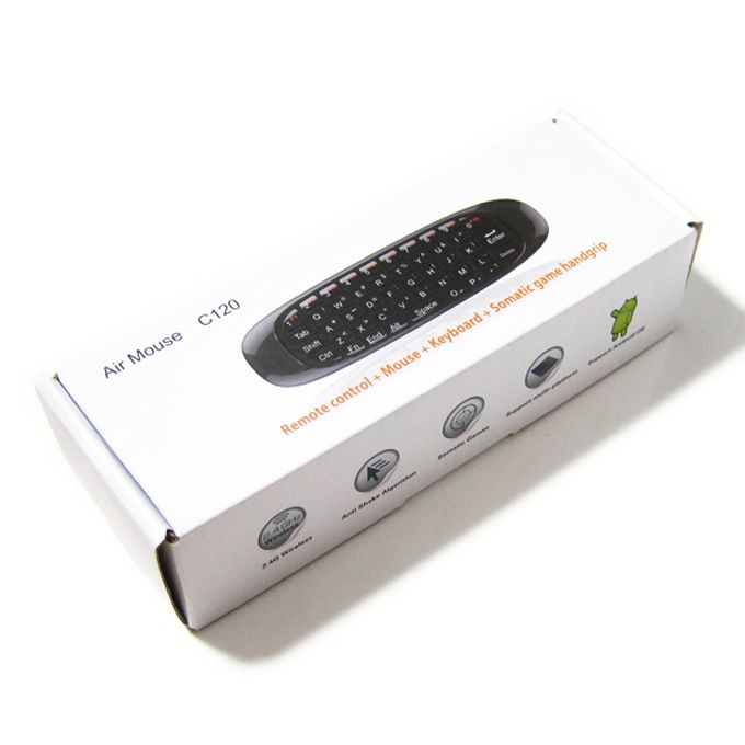 2.4g Contrôle de la télécommande Souris d'air sans fil C120 Clavier 3 Axe Goloscope Poignée pour boîtes TV Android Noir