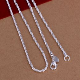 Twist chain 16'' 18'' 20'' 22'' 24'' Long necklace for Fat Women's 2mm 925 sterling silver n226