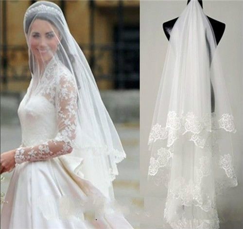 lace cathedral veil with blusher