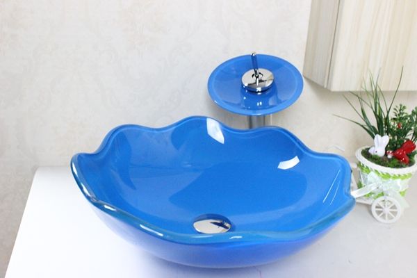 Pastoral Style Vanity Bathroom Glass Basin Basin Glass Bowl Sinks Clear Tempered Glass Basins For Bathrooms Modern Bathroom Basin N 185