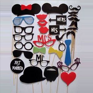 1Set/31pcs DIY Party Masks Photo Booth Props Mustache On A Stick Wedding Party Favor