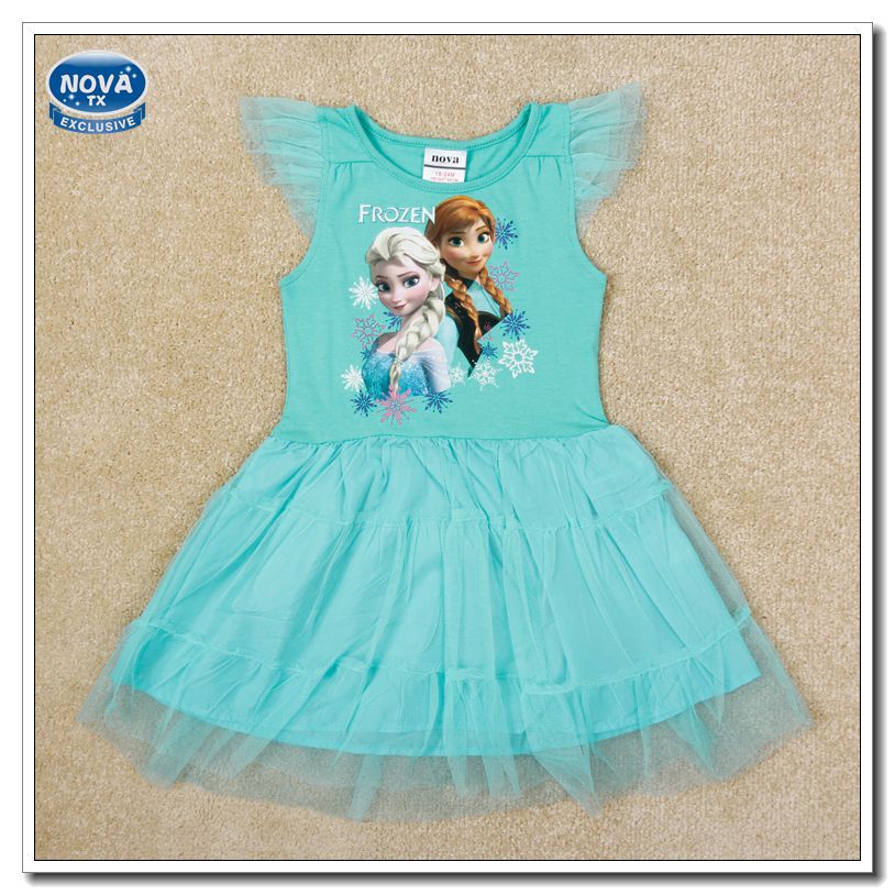 Compra Frozen Anna Elsa Vestido Nuevo De La Llegada Manga Corta De Dibujos  Animados Vestido De Los Cabritos 100% Del Algodón Del Vestido Del Tutú De  La Muchacha De Partido De La
