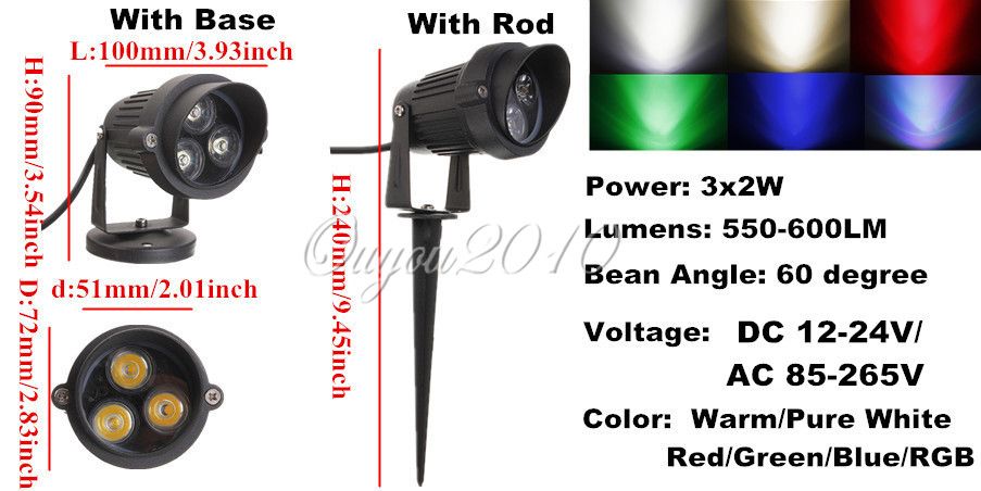 LED Flood Spotlight Garden Light في الهواء الطلق IP67 6W/10W Landscape Wall Yard Path Pond Lamn مع قاعدة قضيب 110 فولت - 240 فولت 12 فولت