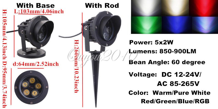 LED Flood Spotlight Garden Light في الهواء الطلق IP67 6W/10W Landscape Wall Yard Path Pond Lamn مع قاعدة قضيب 110 فولت - 240 فولت 12 فولت