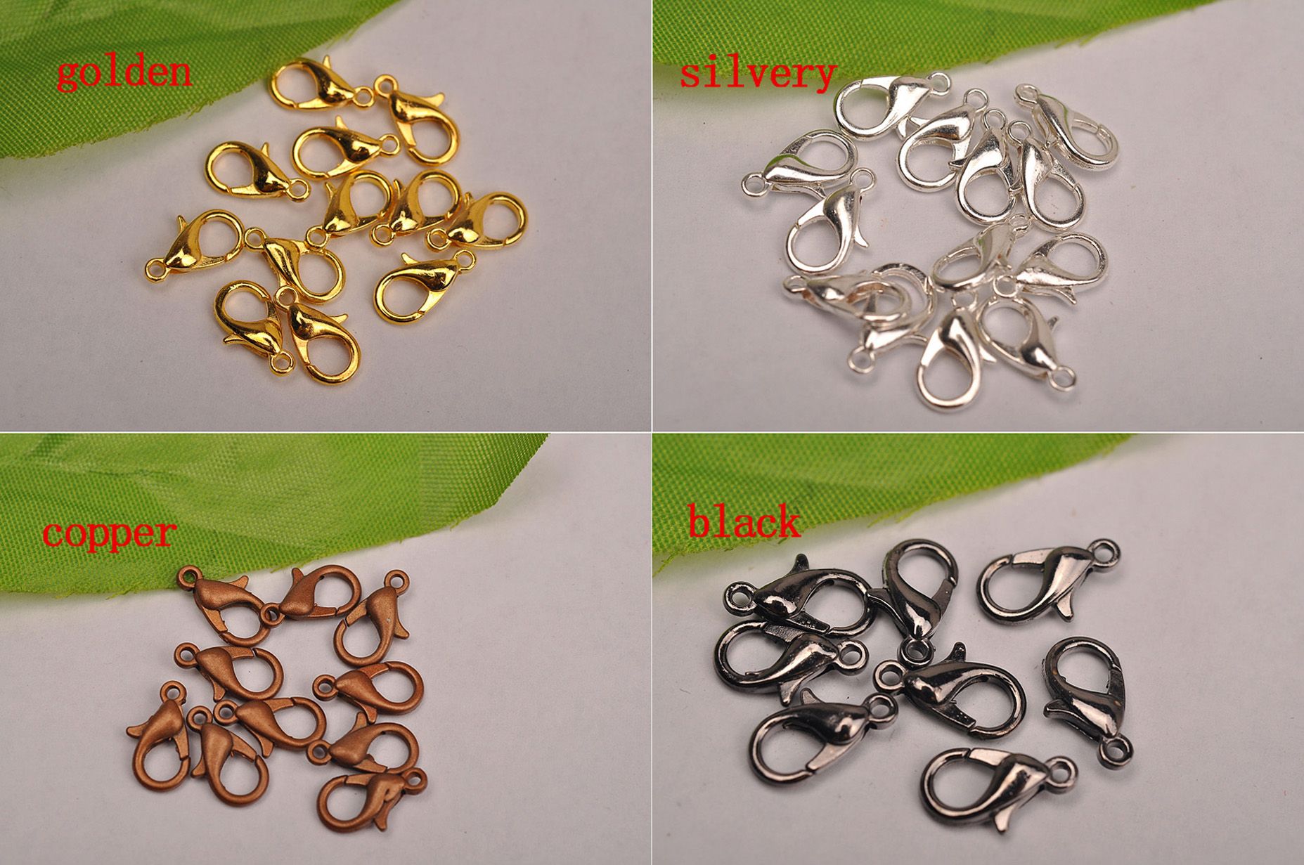 Wholesale 16mm Lobster Clasp Necklace Hook Silver Plated Metal Beads