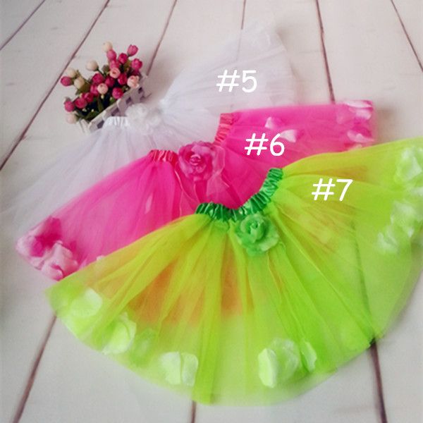 Dzieci 2ayer Tiul Petal Tutu Spódnica Dziewczyny Princess Bow Bow Floral Tutu For For Baby Girls Halloween Orange Tutu4056220