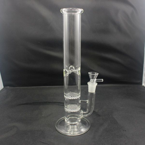 Double Honeycomb Glass Bongs Straight Tube With Ice Pinch Glass 