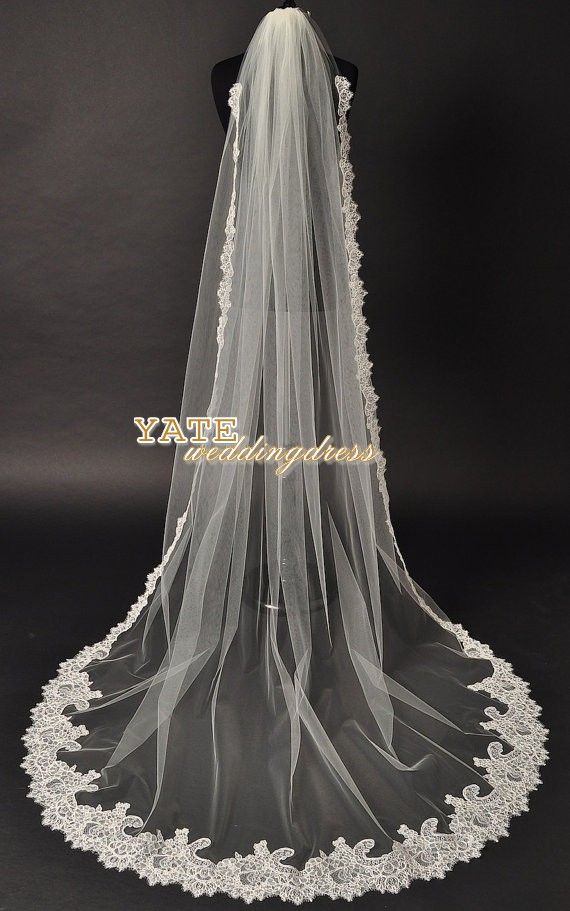Het mode ett lager kapell längd bröllop slöja vit högkvalitativ tulle brud mantilla fri frakt