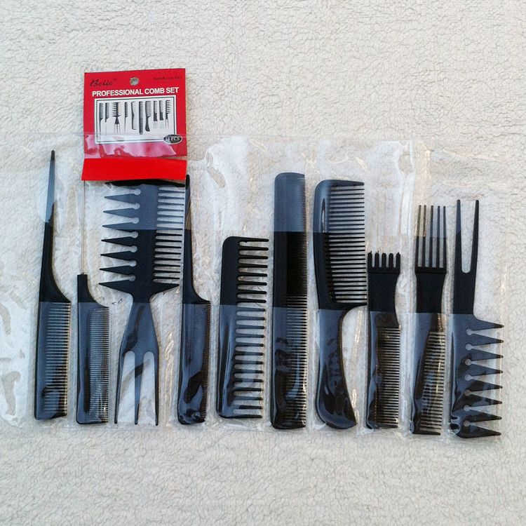 Stylingsverktyg Professionell Salon Hair Comb Set (10 st = 1 set), Bra för Barber Styling Tools Comb