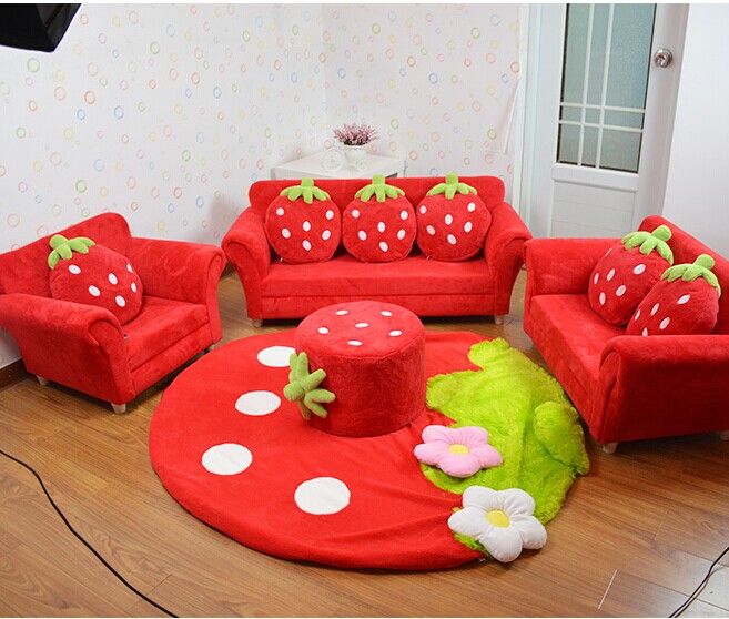 Coral velvet kinder sofa stühle kissen möbel set nette erdbeer ...